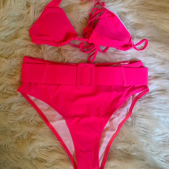 Two Piece Bright Pink Swim Suit - Picture 2 of 6